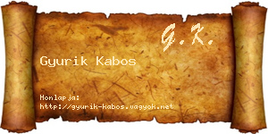 Gyurik Kabos névjegykártya